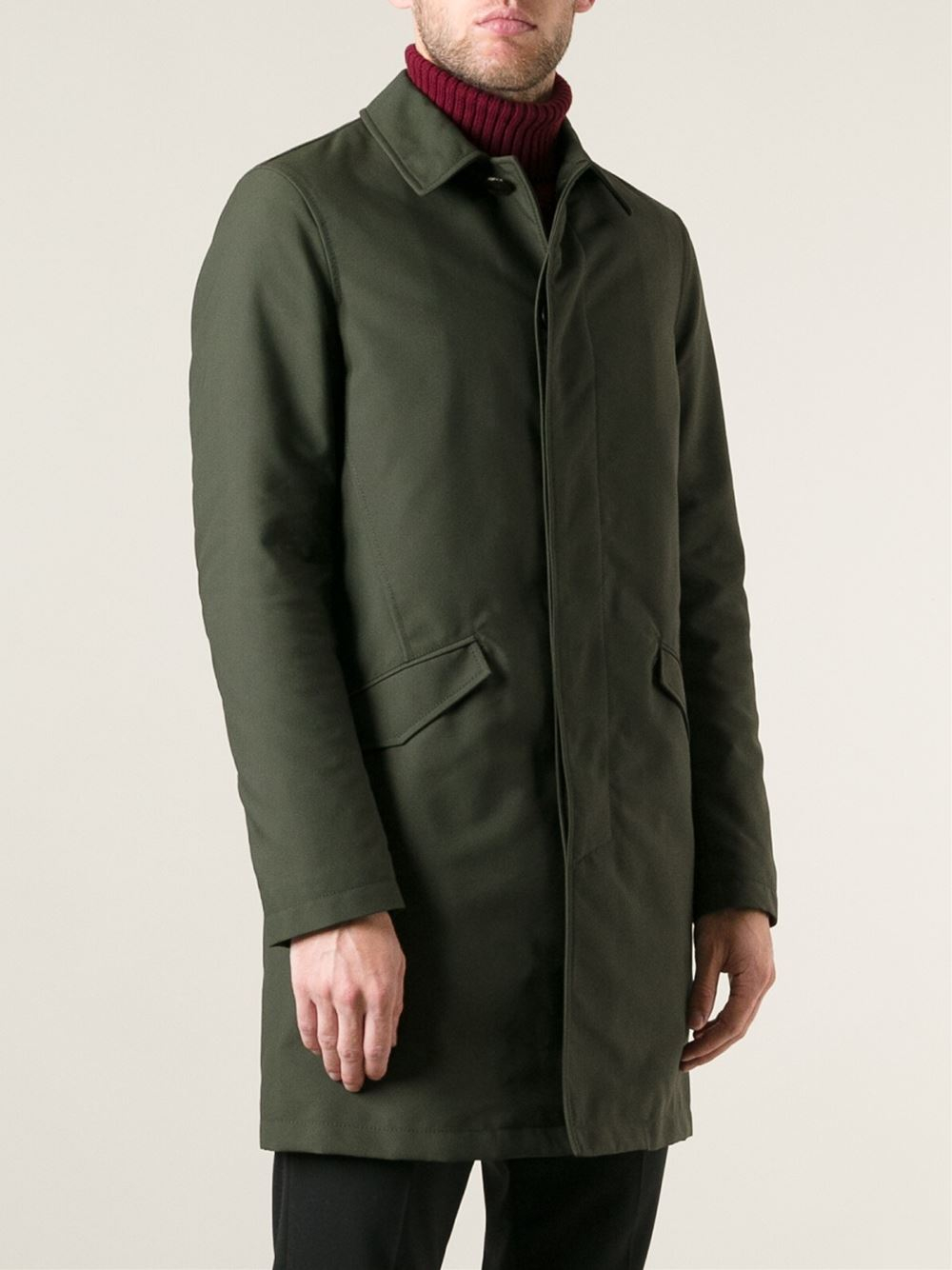 Etro Classic Overcoat in Green for Men | Lyst