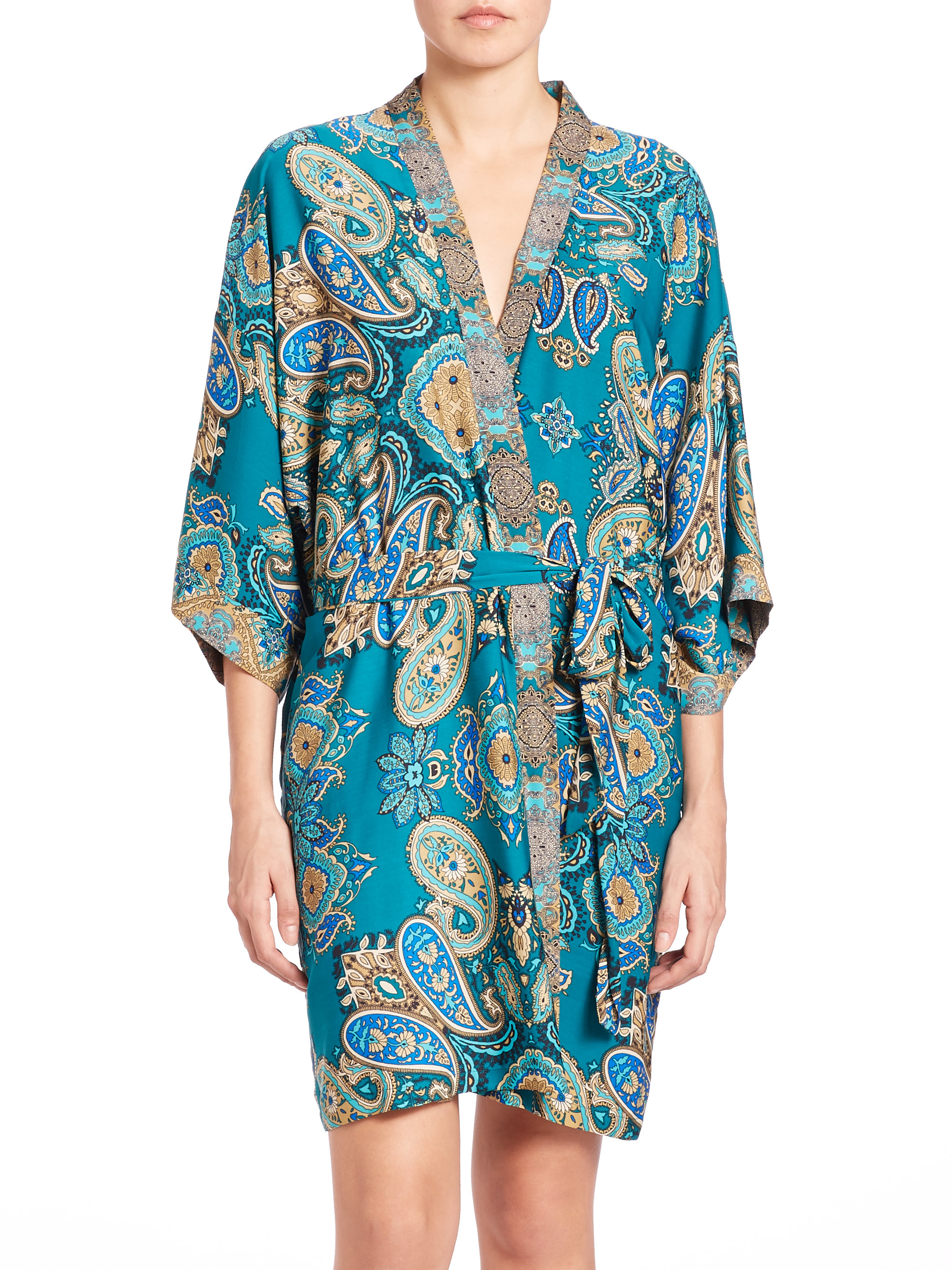 green floral robe