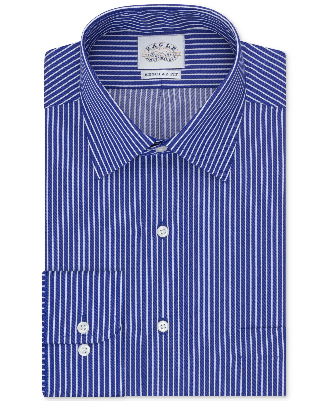 Eagle Non-iron Big And Tall Yacht Club Blue Stripe Dress Shirt in Blue ...