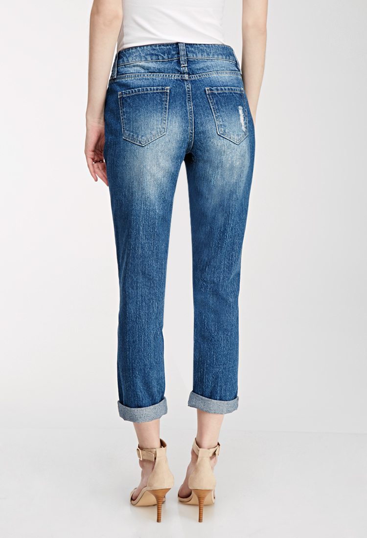 forever 21 contemporary distressed whisker wash in blue lyst forever 21 contemporary distressed whisker wash in blue lyst