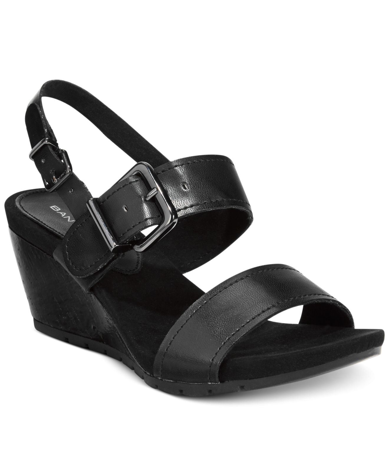 Lyst - Bandolino Gladis Double Strap Wedge Sandals in Black