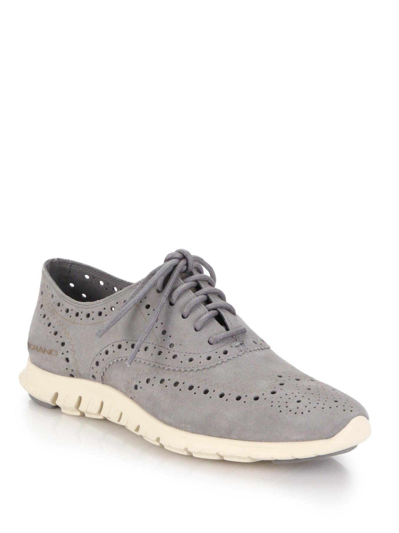 Cole haan Zerogrand Suede Oxford Sneakers in Gray | Lyst