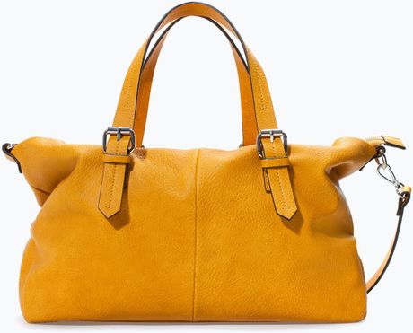 Zara Trf Shopper Bag in Yellow (Mustard) | Lyst