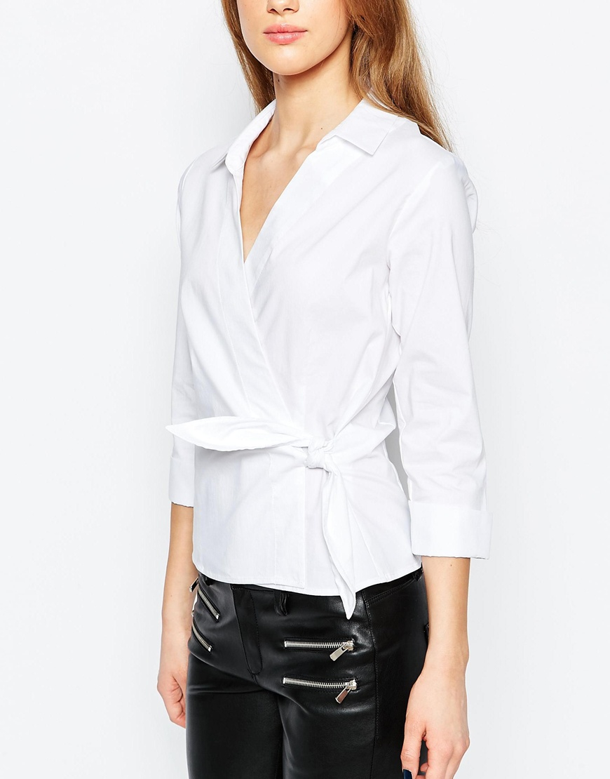 white tie wrap sweater shirt women