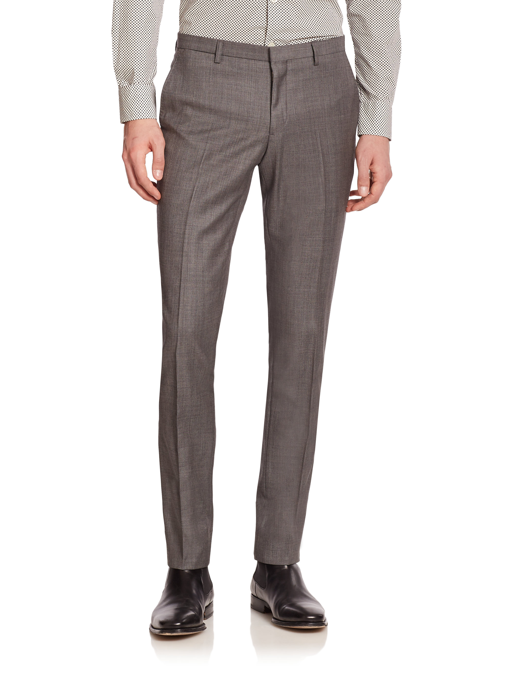 J.Lindeberg Flat-front Virgin Wool Pants in Grey (Gray) for Men - Lyst