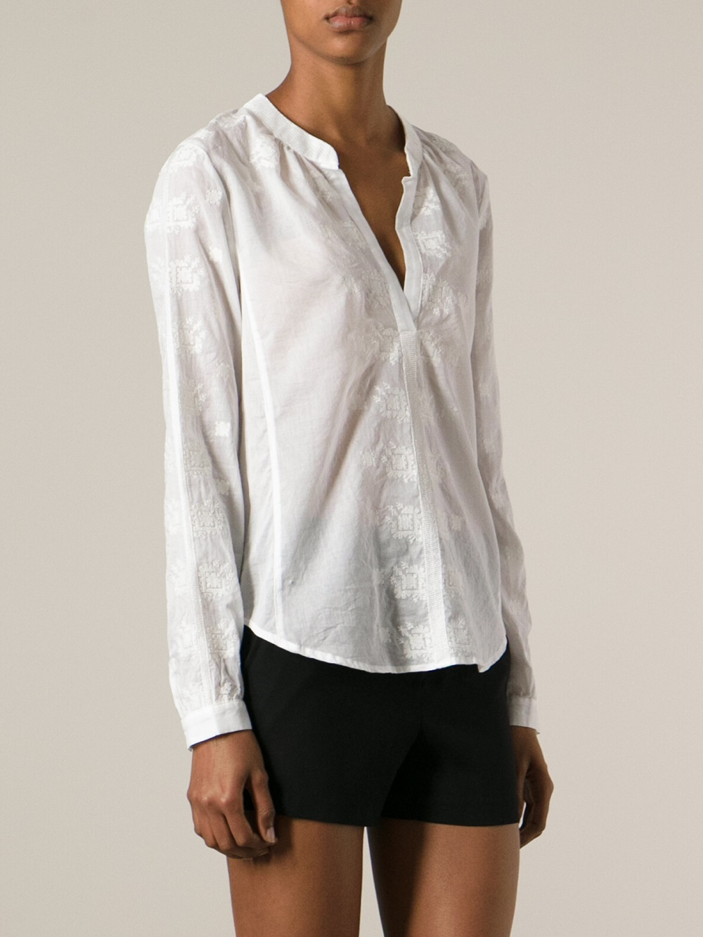 Lyst - Velvet By Graham & Spencer Embroidered Blouse in White