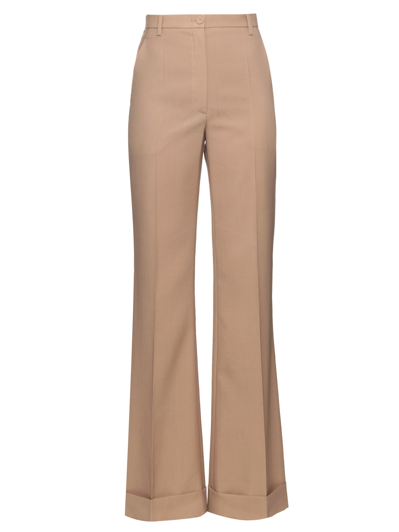 Nina ricci Wide-leg Turn-up Wool Trousers in Brown | Lyst