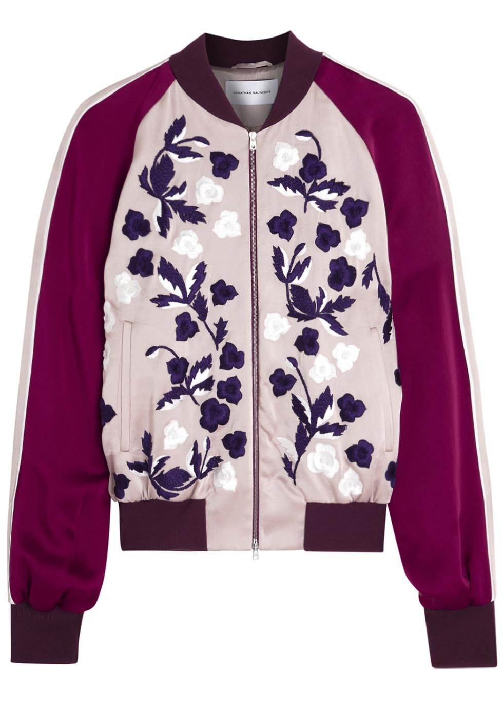 Jonathan Saunders Cecily Embroidered Satin Bomber Jacket in Multicolor ...