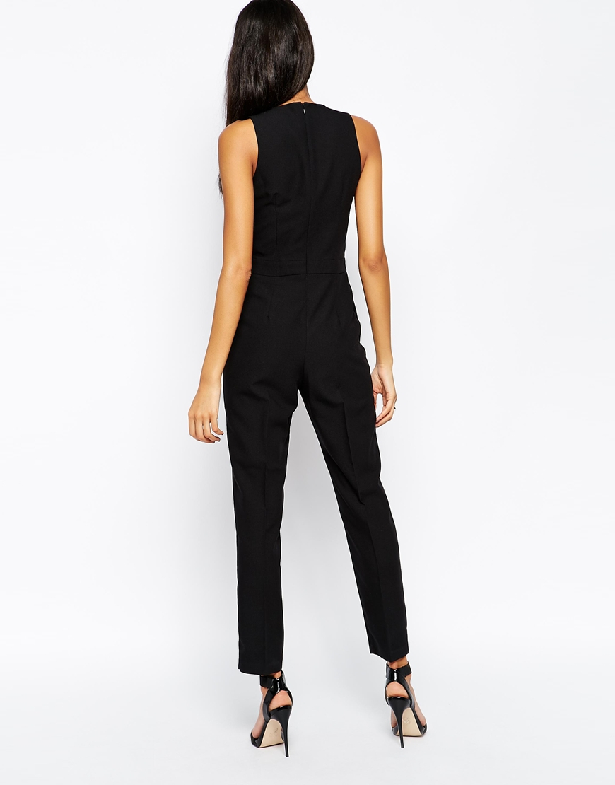 Asos Jumpsuit With Chic Wrap in Black | Lyst