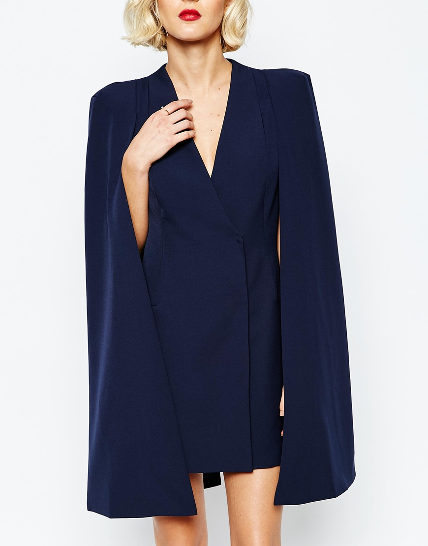 Lavish alice Split Back Cape Dress in Blue | Lyst