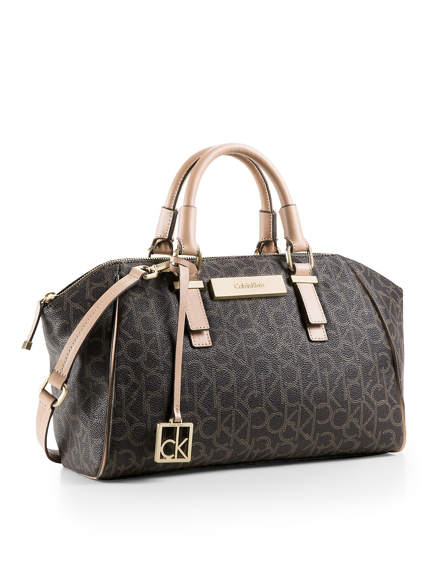 Lyst Calvin Klein White Label Jordan Logo City Dome Satchel In Brown Gallery