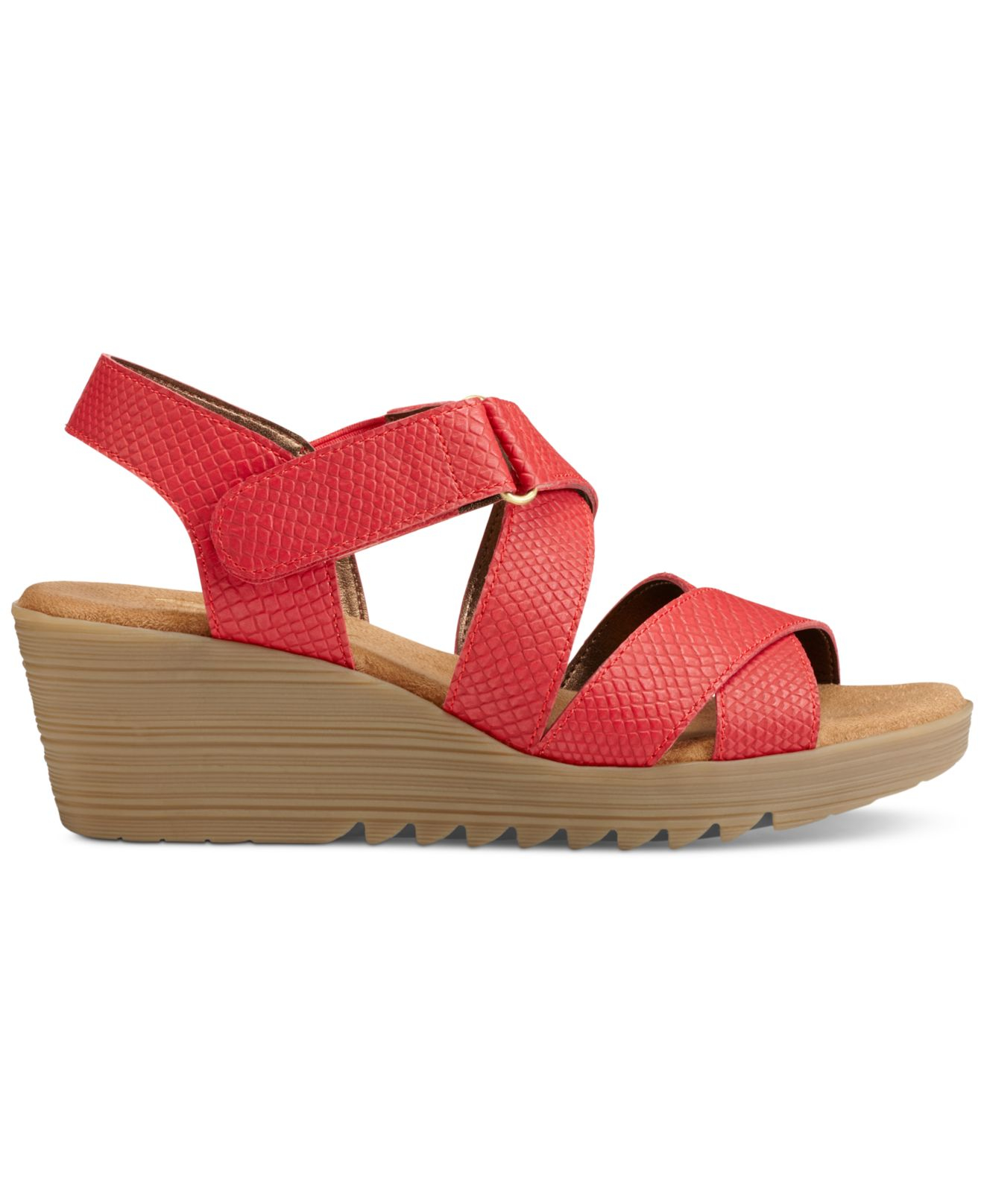 womens red wedge sandals