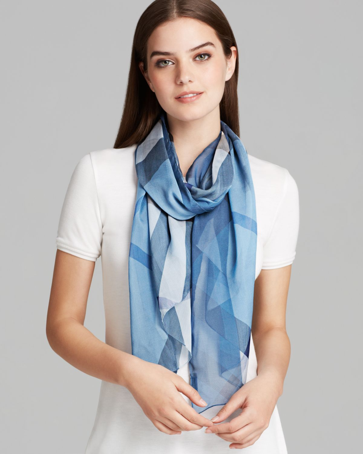 burberry silk scarf blue