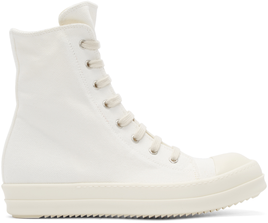 Lyst - Drkshdw By Rick Owens White Canvas High-top Sneakers in White ...