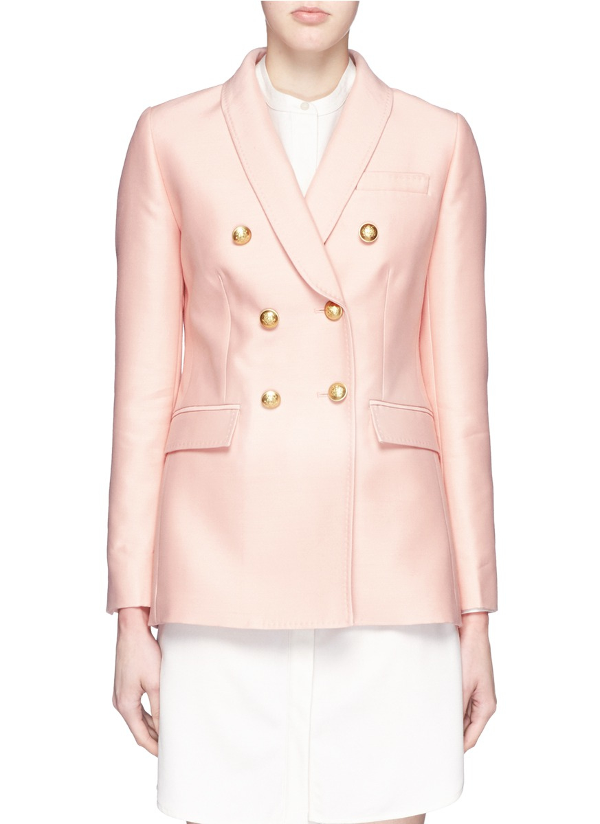 Lyst - J.Crew Collection Double-breasted Blazer In Wool-silk in Pink