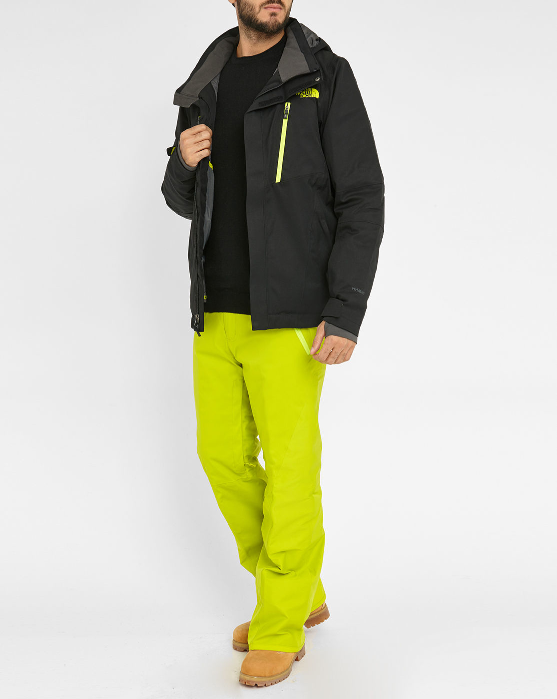 north face yellow ski pants