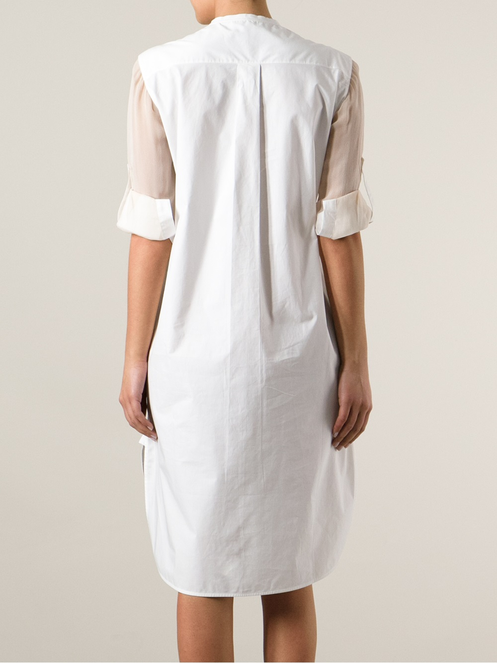 Lyst - Amen Semi Sheer Shirt Dress in White