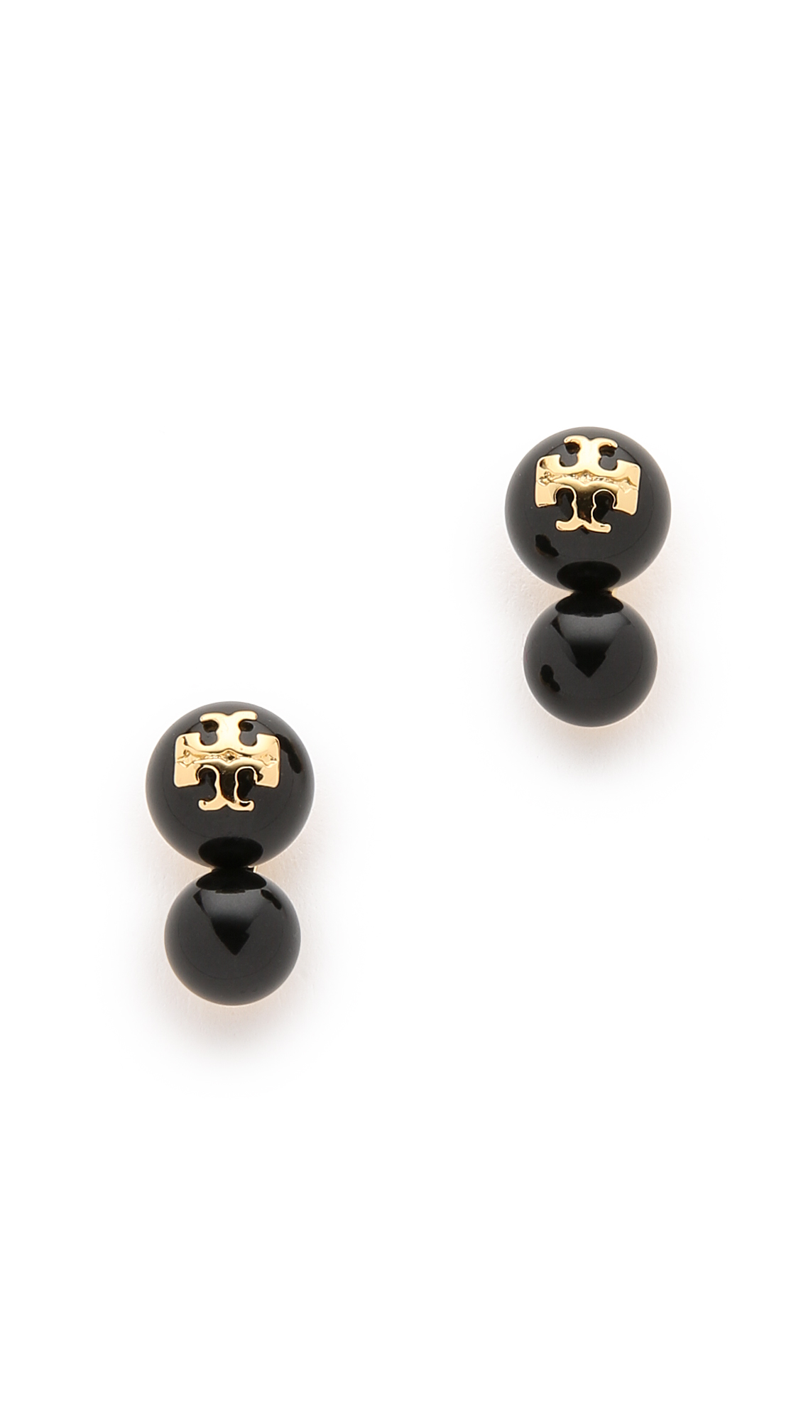 Lyst Tory Burch Evie Double Stud Earrings Black In Gallery