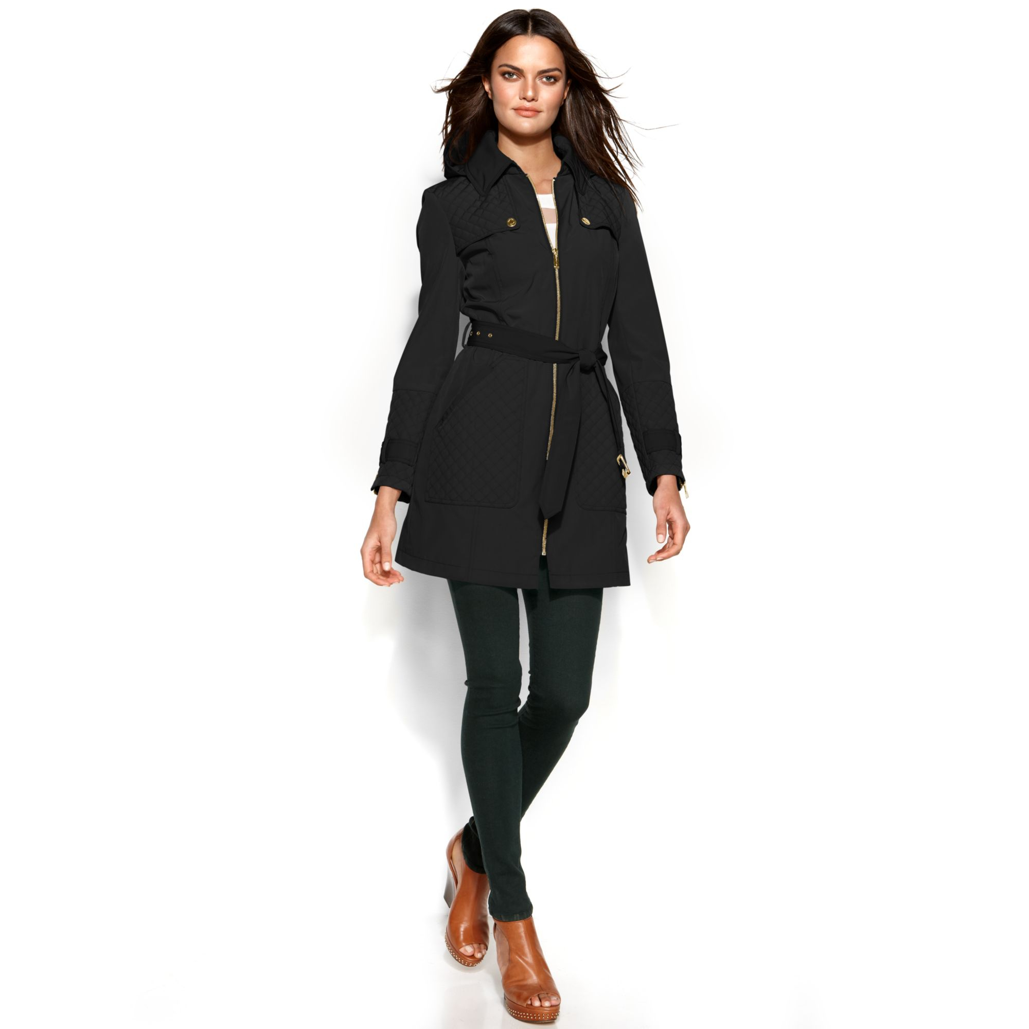 Lyst - Kenneth Cole Reaction Hooded Quilted Trench Coat in Black
