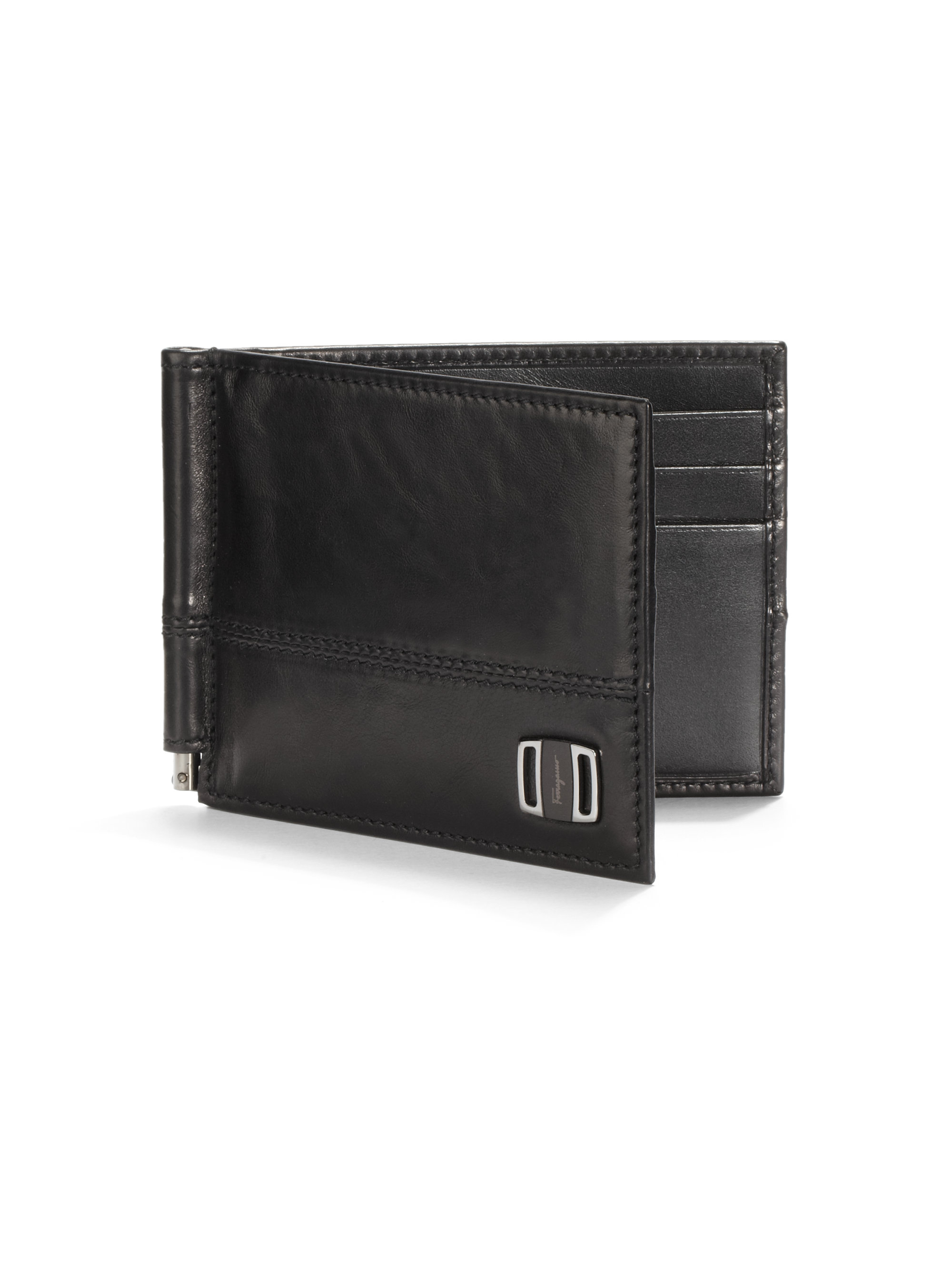 Ferragamo Pierce Leather Bifold Wallet & Money Clip in Black for Men | Lyst