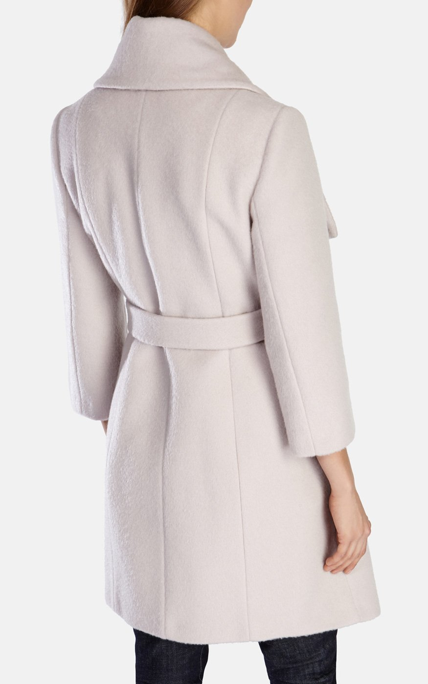 Lyst Karen Millen Wool Mohair Belted Oversized Collar Coat in Natural