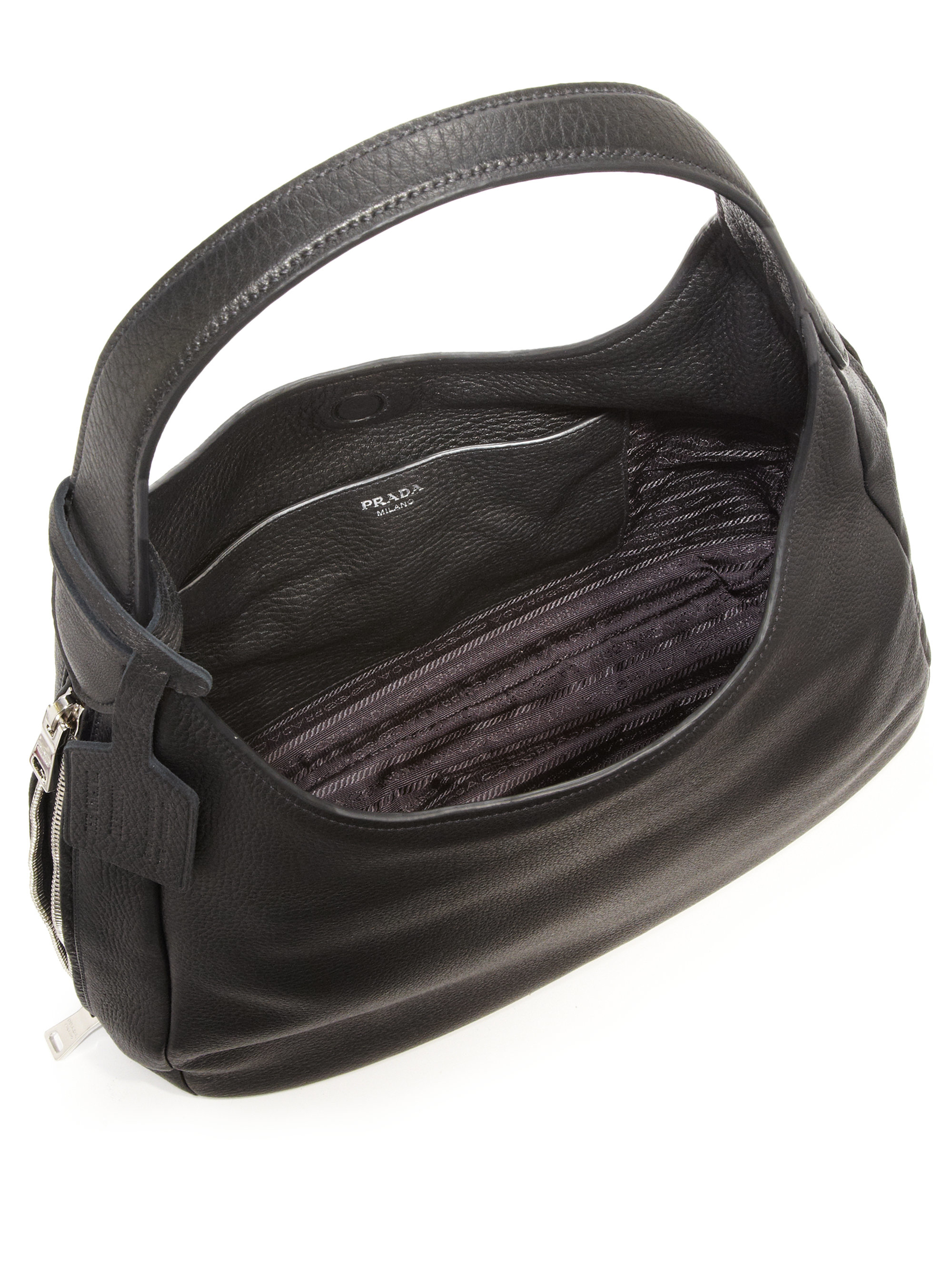 Lyst Prada Deerskin Hobo Bag In Black Gallery