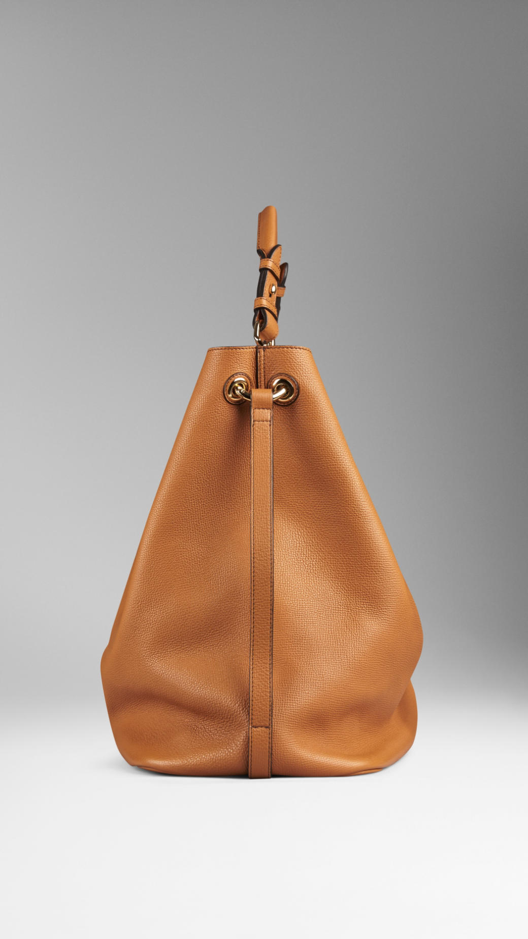 Lyst Burberry Large Buckle Detail Leather Hobo Bag In Brown
