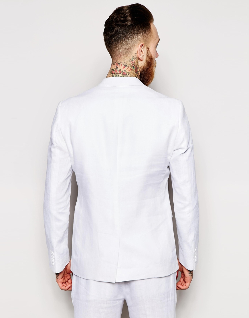 Lyst - Asos Slim Fit Suit Jacket In 100% Linen in White for Men