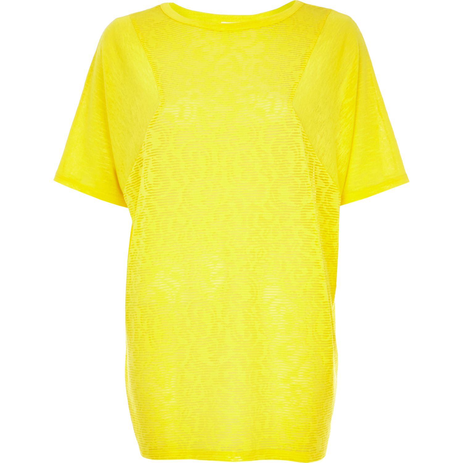 River Island Yellow Burnout Pattern Oversized Tshirt in Yellow | Lyst