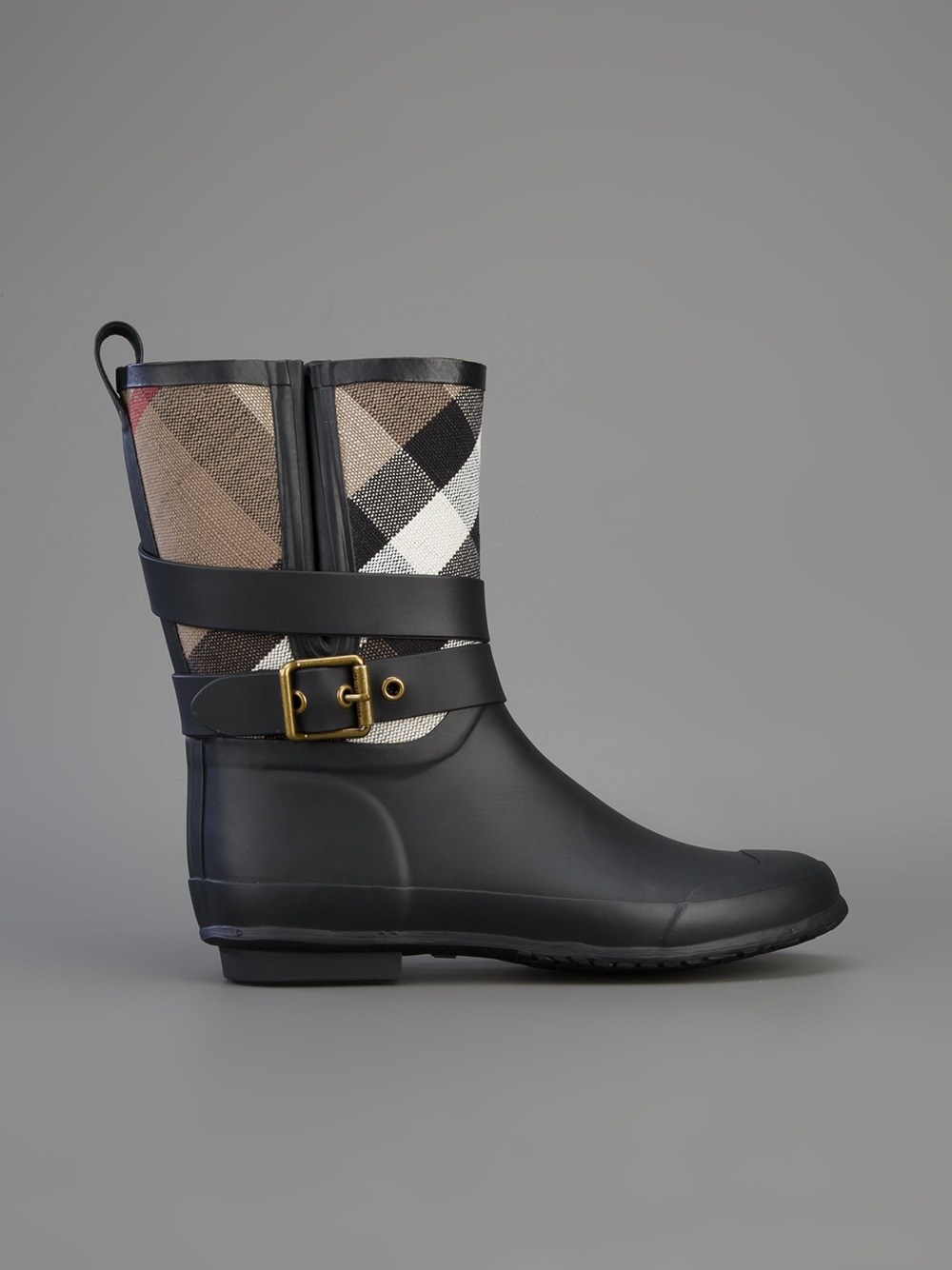 Lyst - Burberry Checked Rain Boot in Black