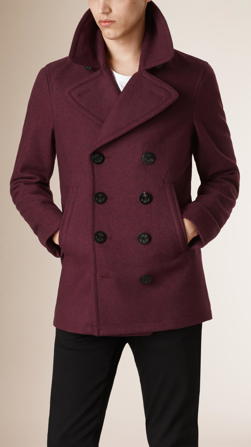 Lyst - Burberry Wool and Cashmere-Blend Peacoat in Purple for Men