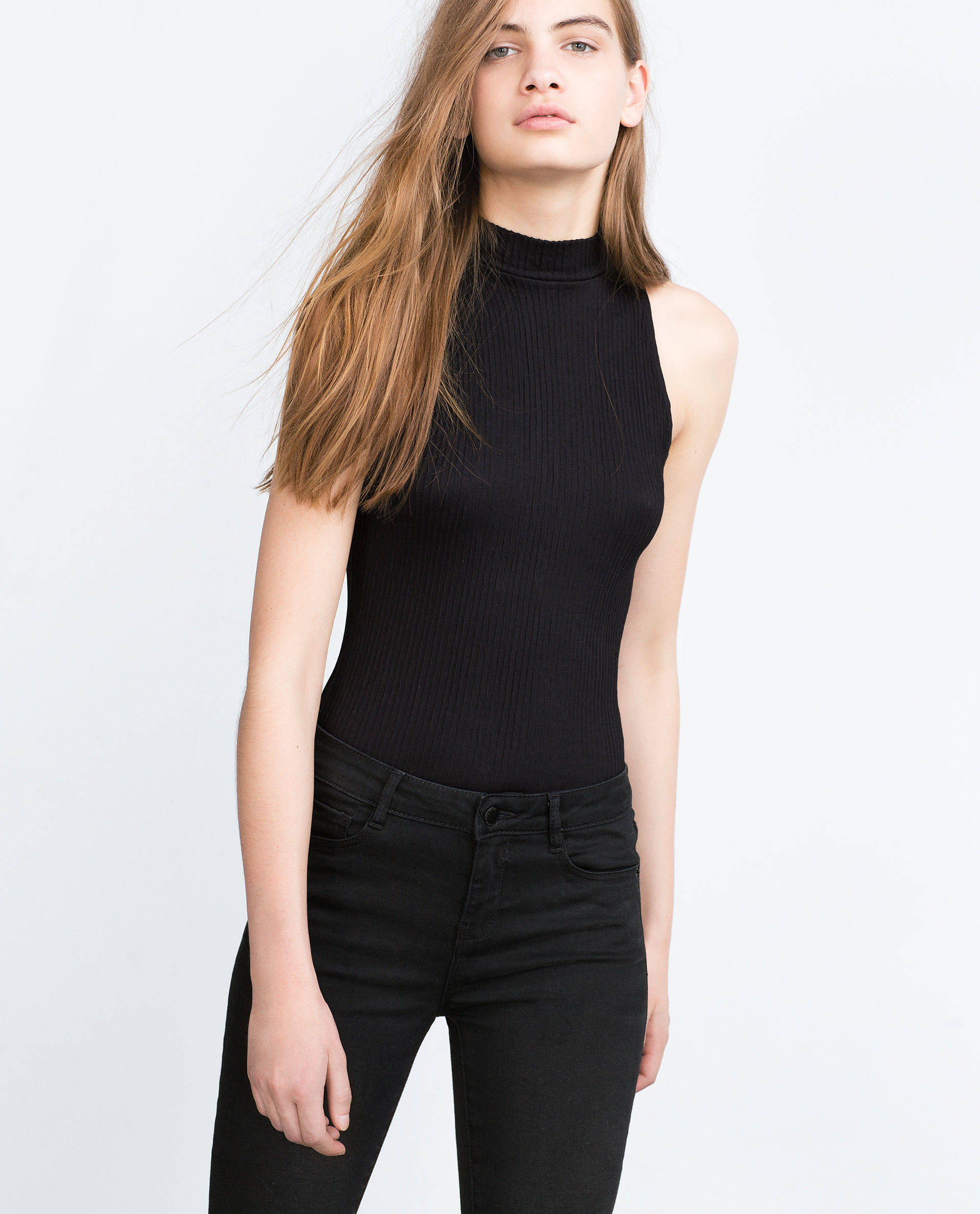 Zara High Neck Bodysuit in Black Lyst