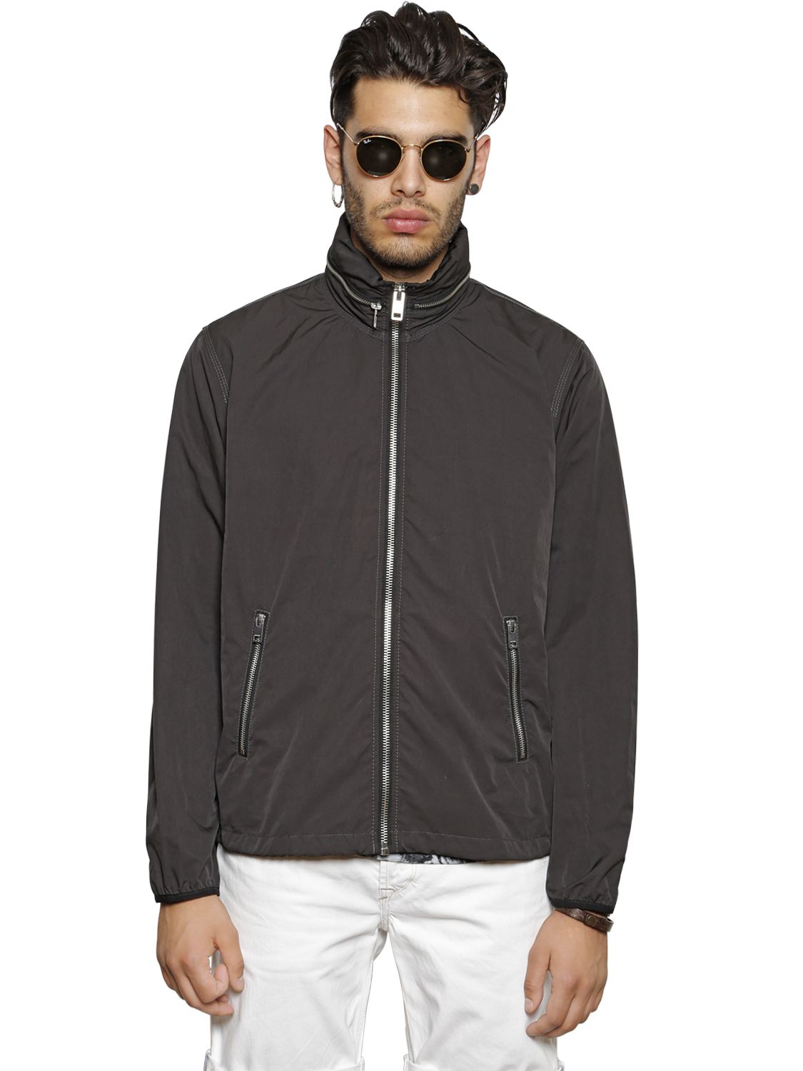 Lyst - Diesel Nylon Windbreaker Jacket in Black for Men