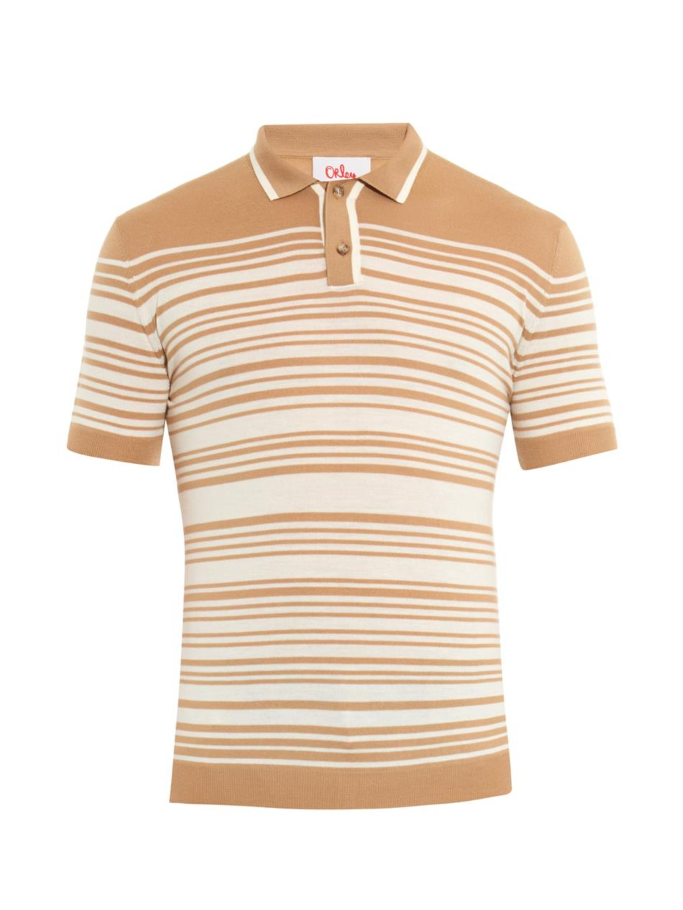 Lyst Orley Brooks StripedKnit Polo Shirt in Brown for Men