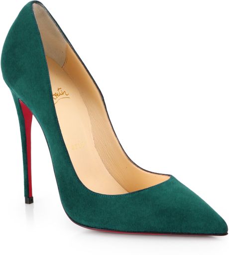 Christian Louboutin So Kate 120 Suede Pumps in Green (FOREST GREEN) | Lyst
