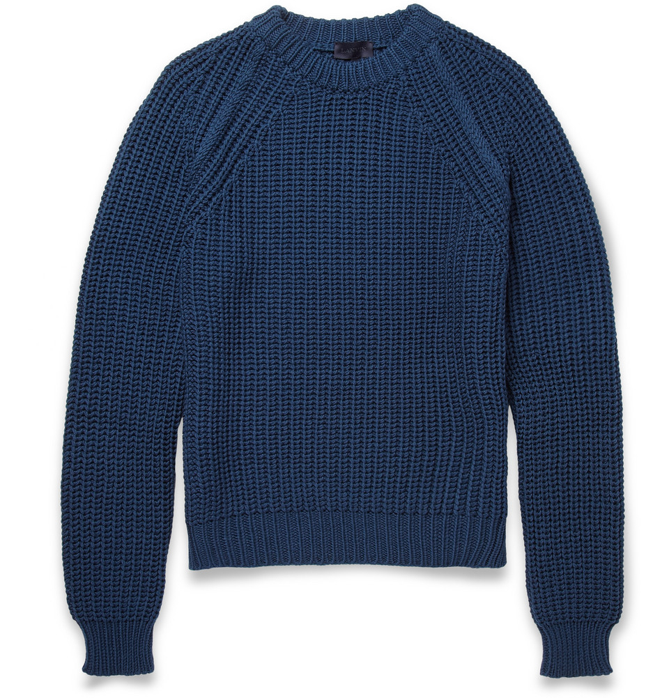 Lanvin Chunky Rib-Knit Merino Wool Sweater in Blue for Men | Lyst
