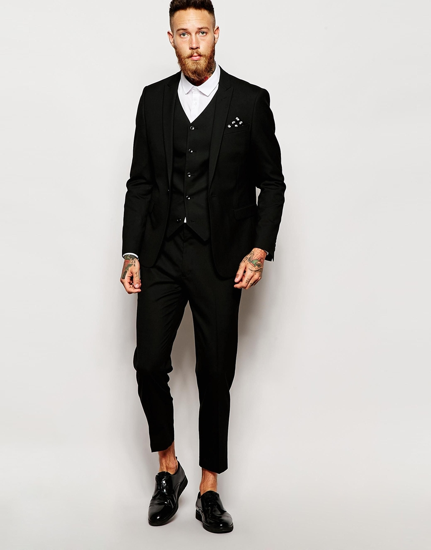 Lyst - Asos Skinny Cropped Suit Trousers in Black for Men