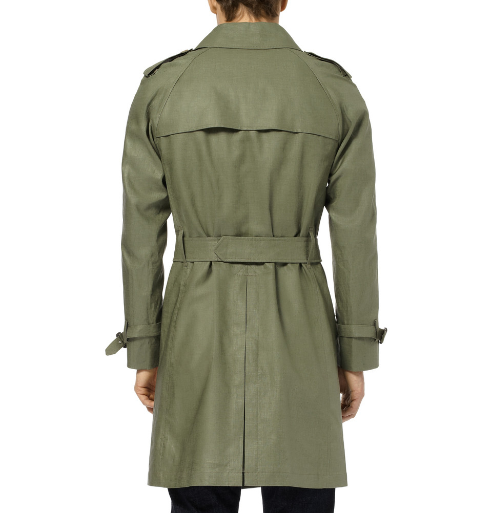 Mackintosh Coated Linen Trench Coat in Green for Men | Lyst