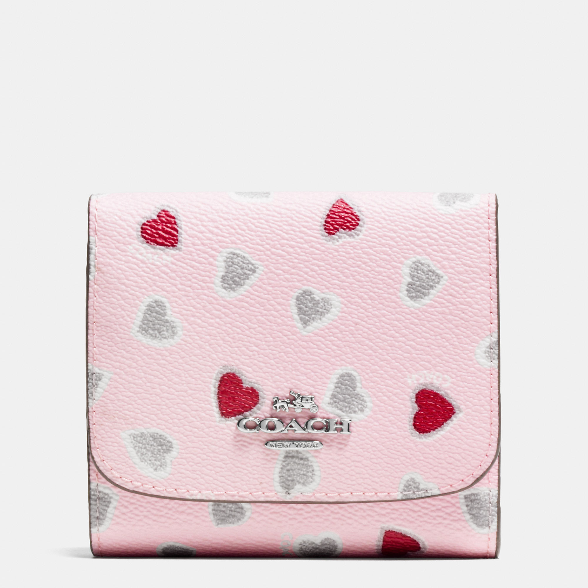 Coach Small Wallet In Heart Print Coated Canvas in Pink | Lyst