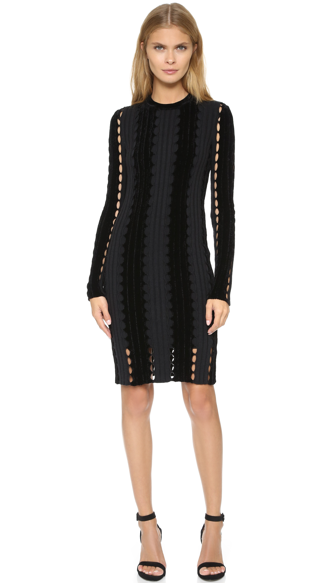 Lyst - Alexander Wang Chenille Cable Knit Dress - Nocturnal in Black