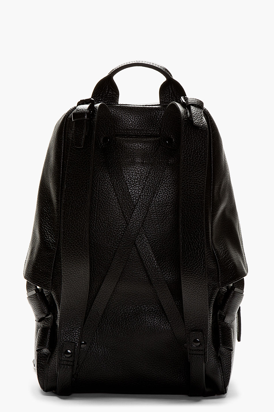 3.1 phillip lim Black Grained Leather Biker Backpack in Black for Men ...