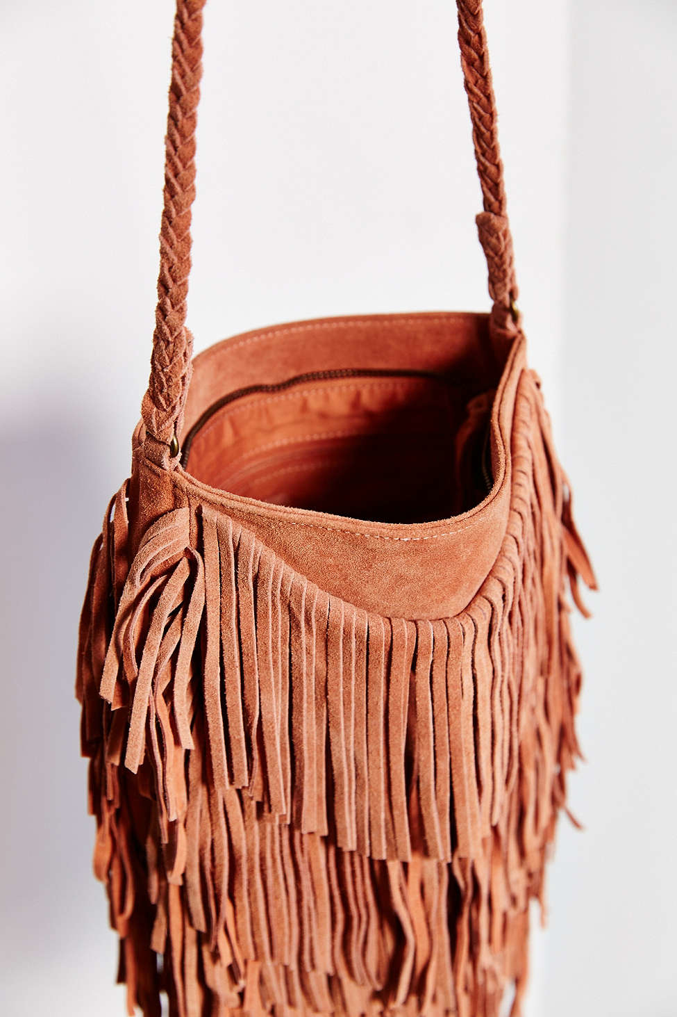 Lyst Ecote Suede Layered Fringe Crossbody Bag In Pink Gallery