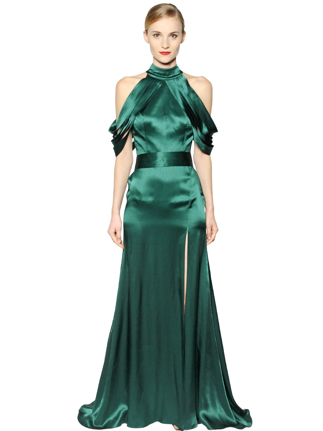 Copurs Tara Silk Satin  Dress in Green Lyst