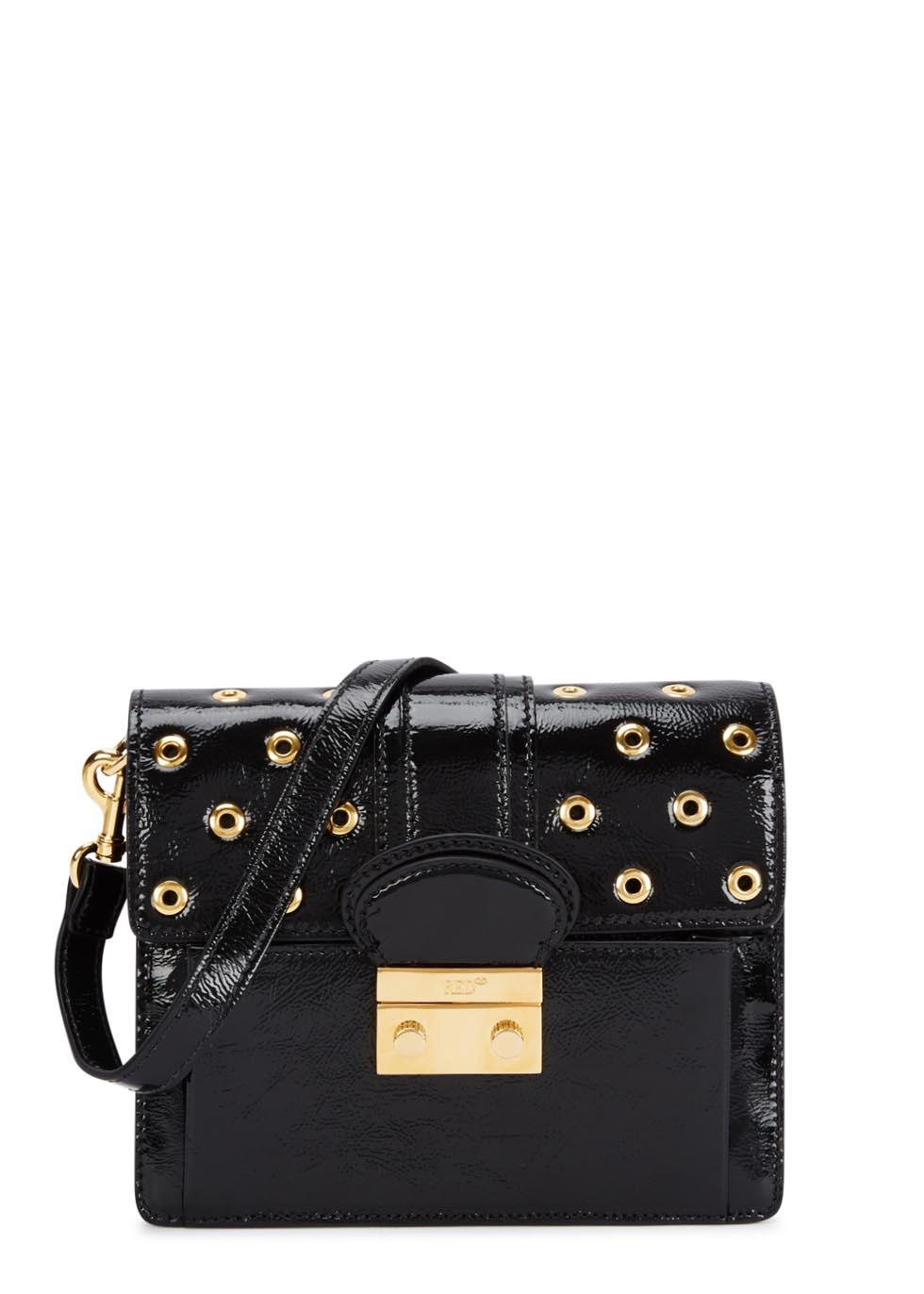 Red Valentino Small Black Patent Leather Shoulder Bag in Black - Lyst