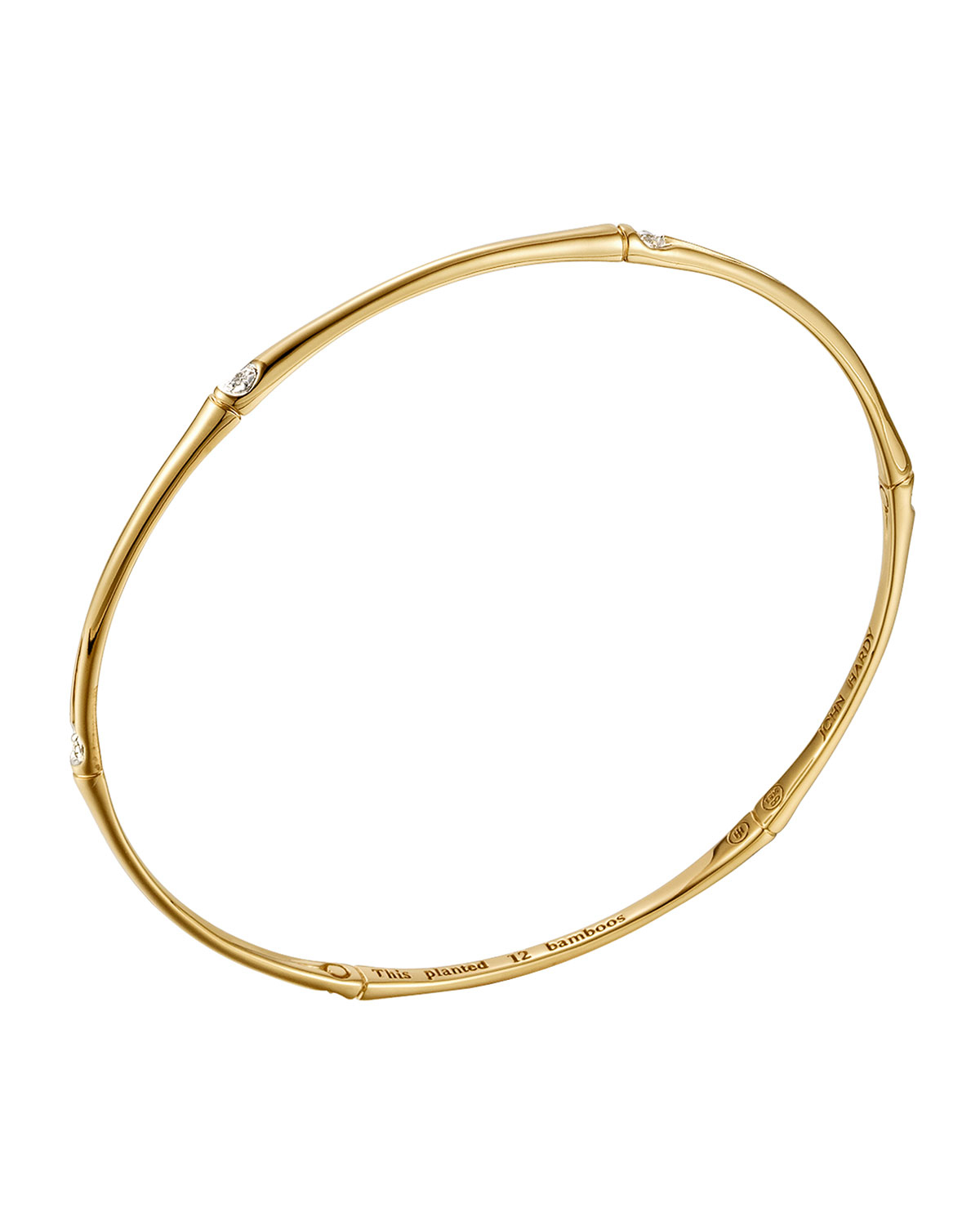 Lyst - John hardy Slim Bamboo 18k Gold & Diamond Bangle Bracelet in ...