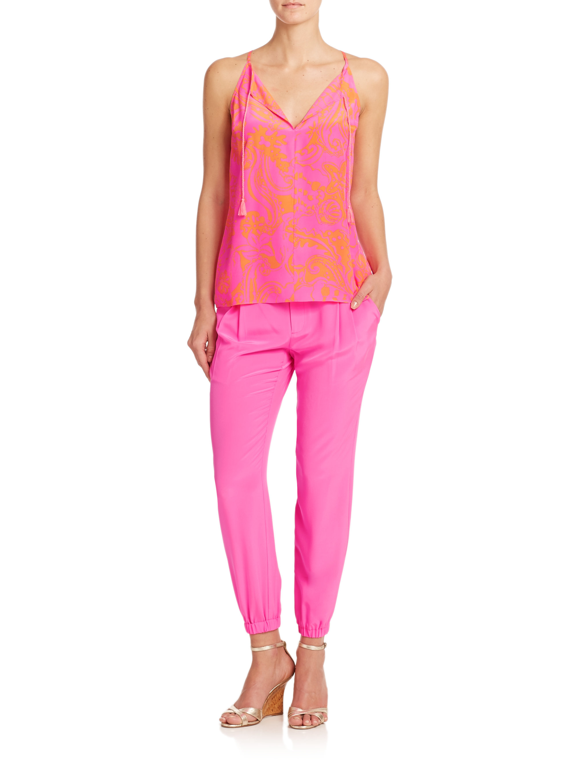 pink ankle pants womens