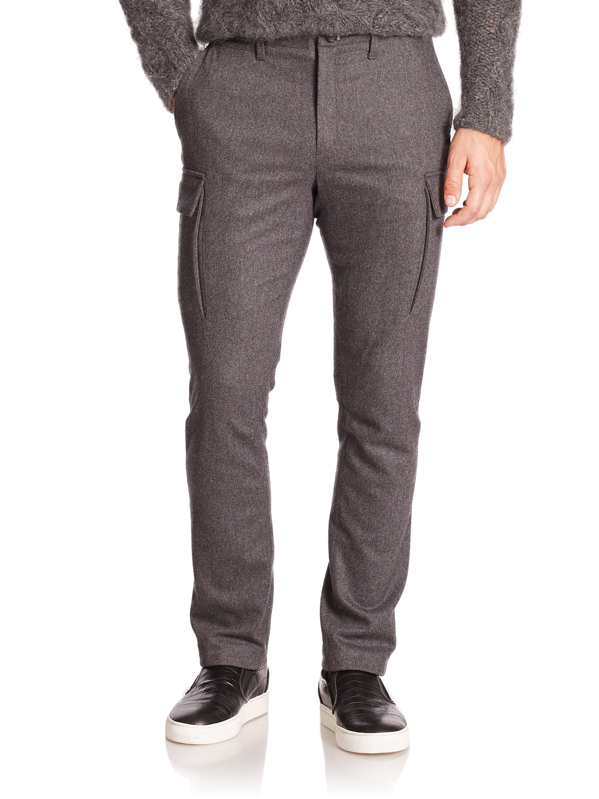 Lyst - Michael Kors Wool Blend Slim Cargo Pants in Gray for Men