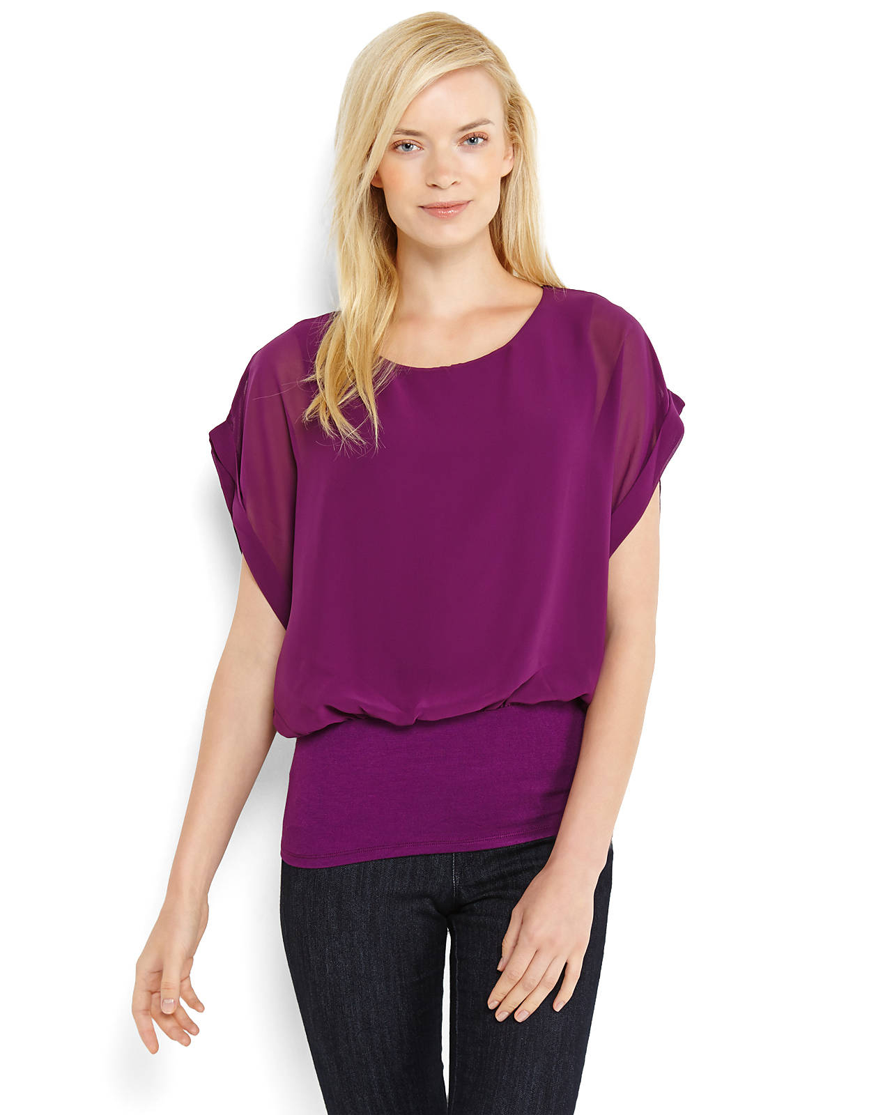 lyst joseph a banded waist top in purple lyst joseph a banded waist top in purple