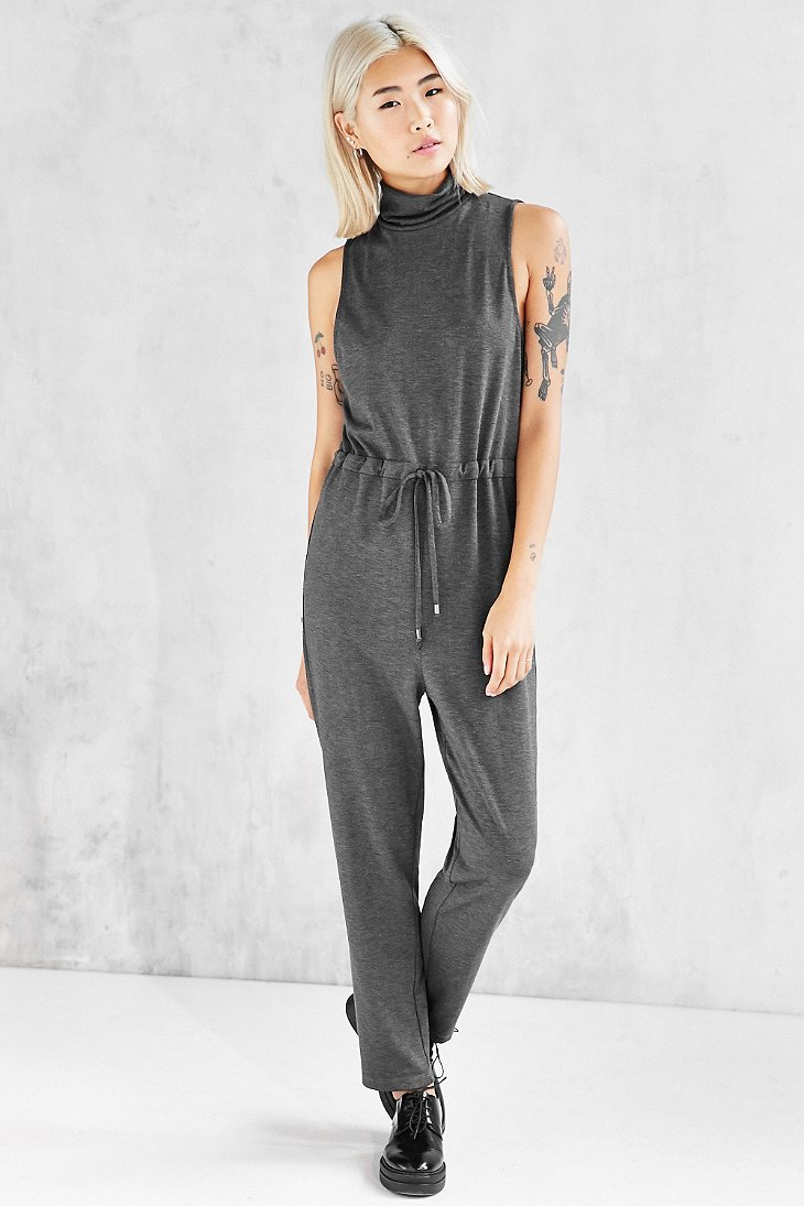 Lyst - Silence + Noise Turtleneck Knit Jumpsuit in Gray