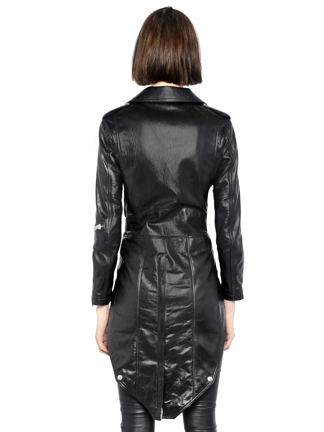 Saint laurent Nappa Leather Moto Jacket With Coattails in Black | Lyst